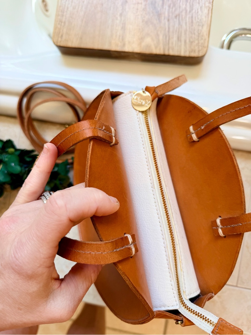 CLARE V PETIT ALISTAIR BAG - NATURAL CUOIO $365.00 - Picture 7 of 15